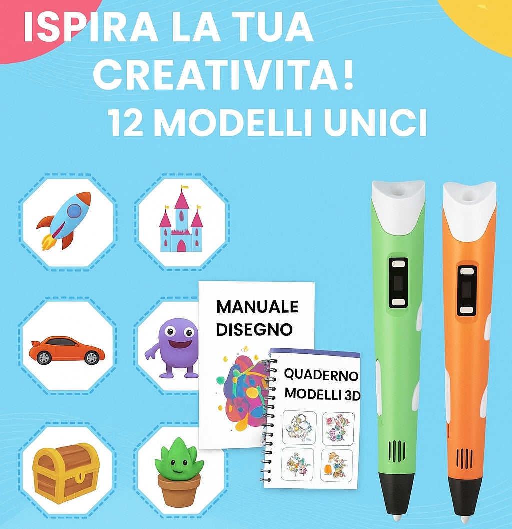 Pacchetto Completo Penna 3D - Filamento 12 colori