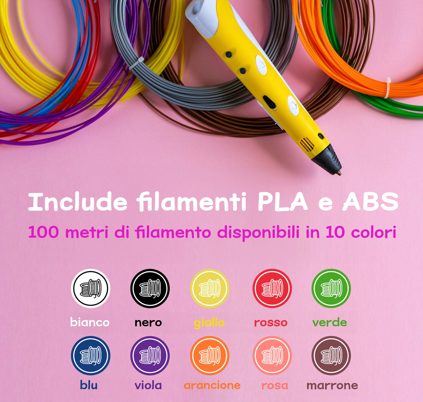 Ricarica Filamento-100m- 12 Colori