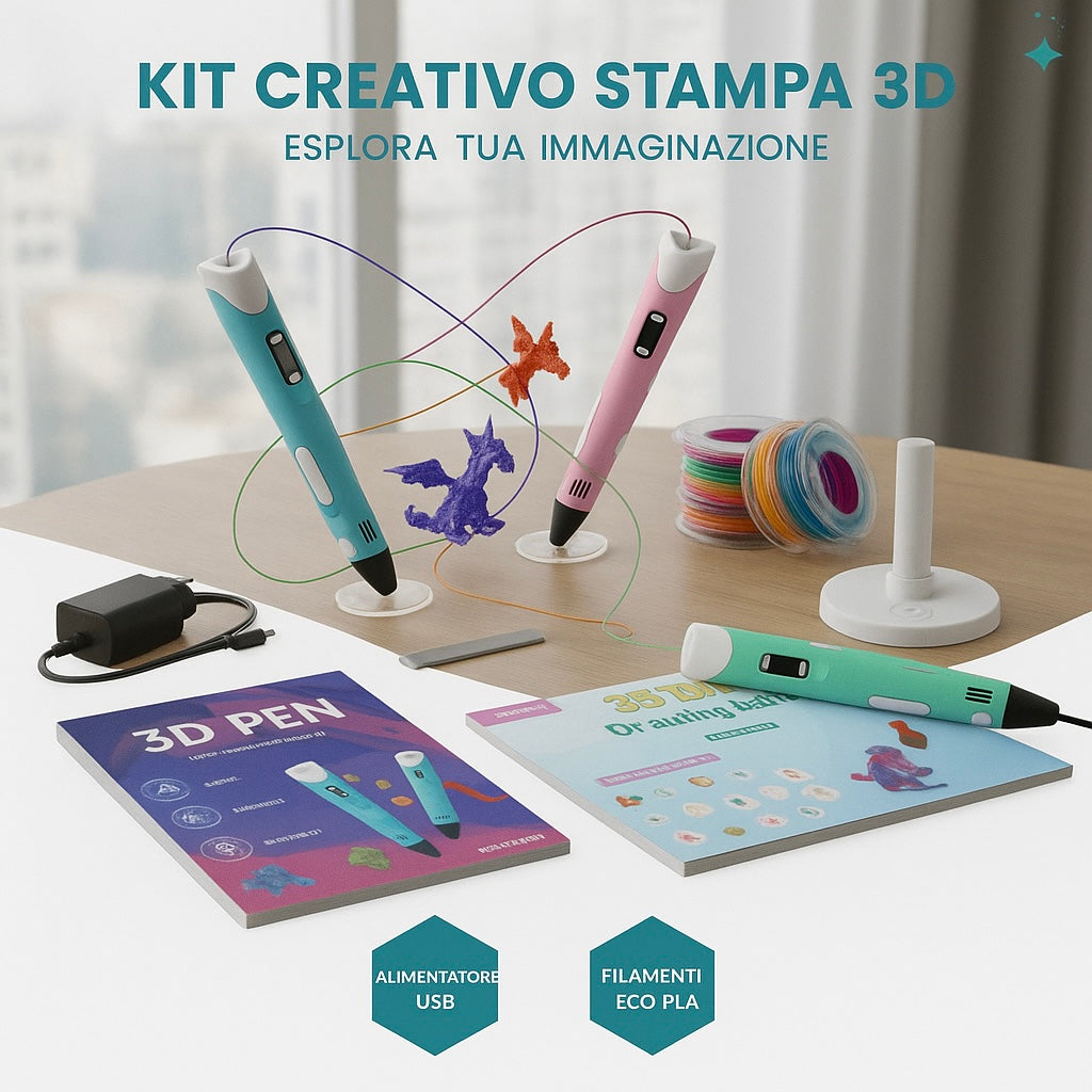 3D Pen Starter Pack - Filamento 12 colori