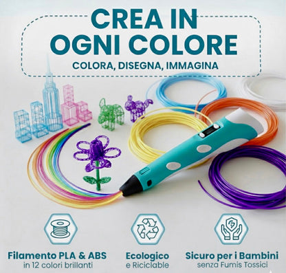 3D Pen Starter Pack - Filamento 12 colori