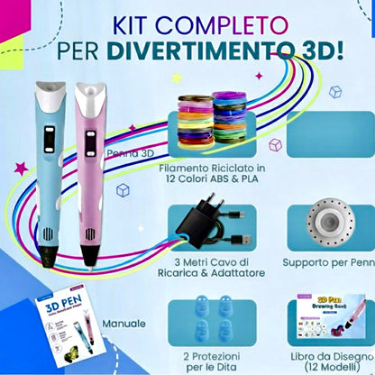 3D Pen Starter Pack - Filamento 12 colori