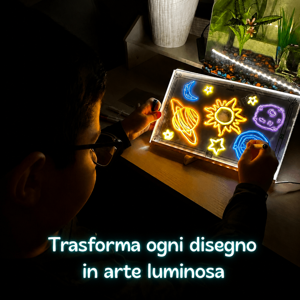 Lavagna a LED illuminata