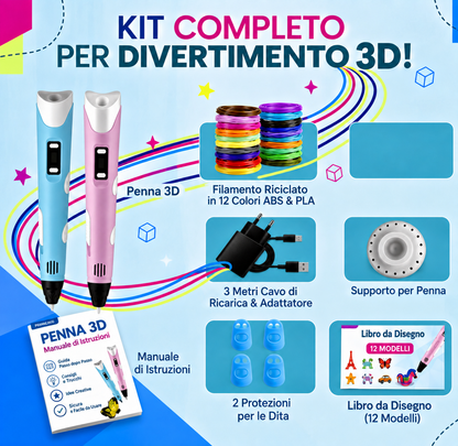 Pacchetto Completo Penna 3D - Filamento 12 colori